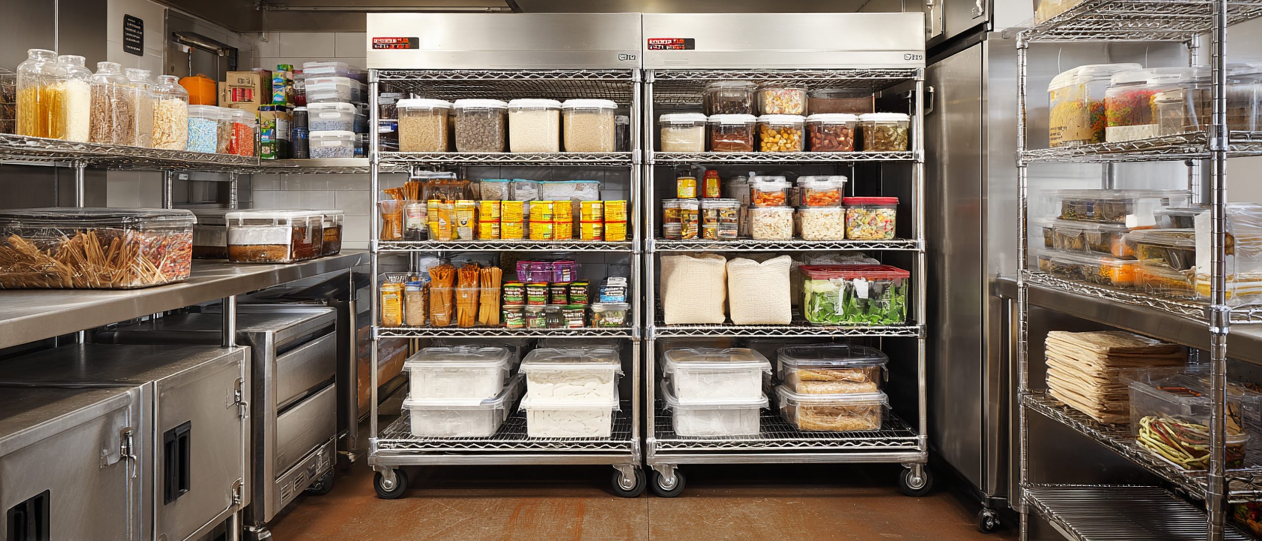 how should food and supplies be stored in a dry-storage area