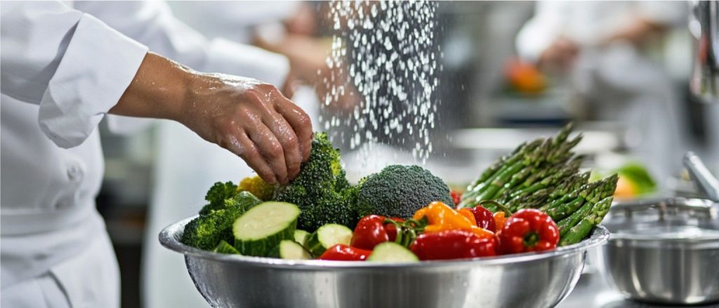 Washing the vegetables